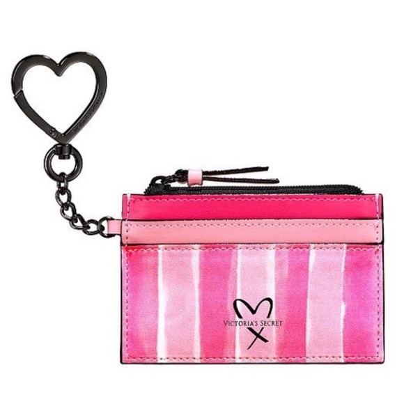 Victoria’s Secret Signature Stripe Zippered Keychain Cardholder Coin Case. - Picture 1 of 7